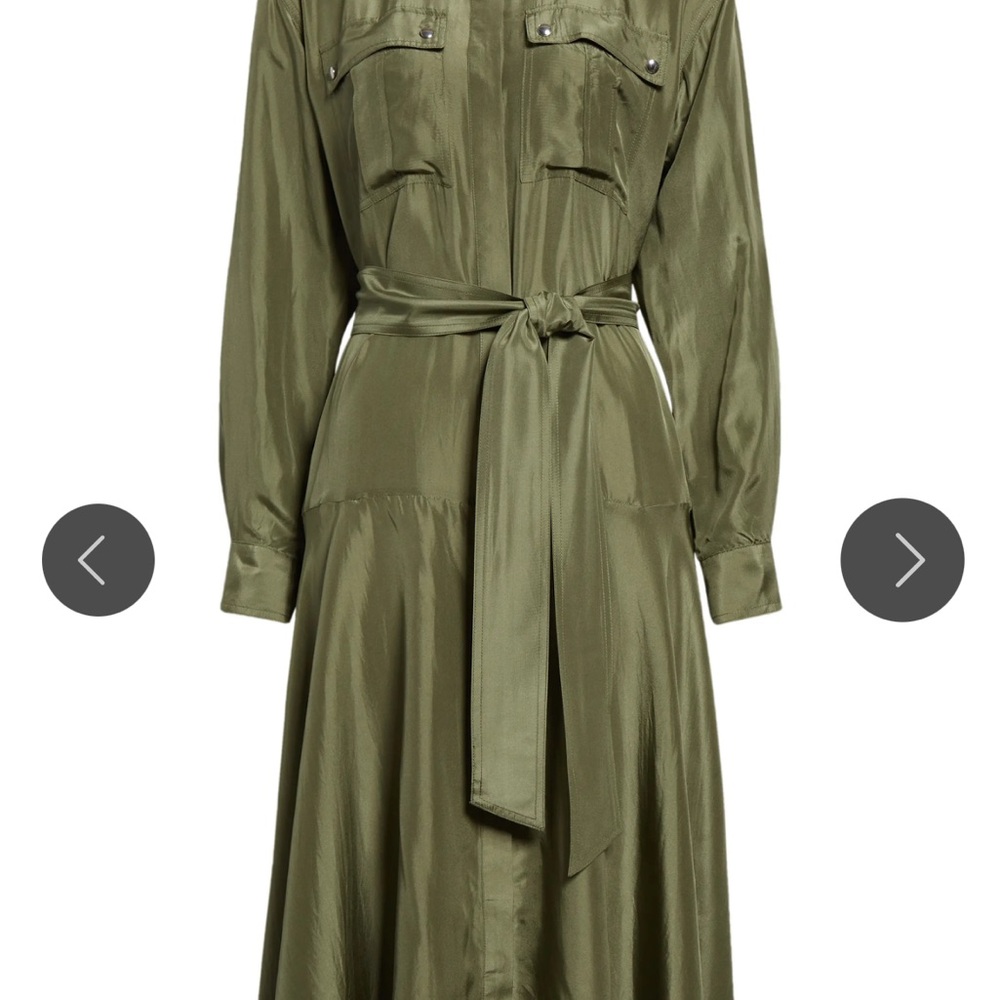 Veronica Beard Camille Green Utility Silk Dress - Picture 11 of 16